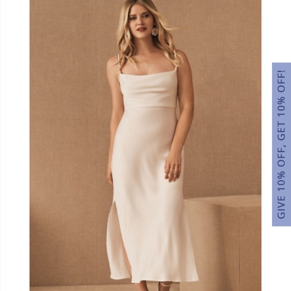 BHLDN Cali Satin Charmeuse Midi Dress in Ivory